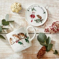 Wrendale Designs Winter Mice Mug and Coaster Set - Charming Drinkware for Tea & Coffee Lovers -HARTS OF STUR Sales WNMZ3943XG Wrendale Designs Winter Mice 3