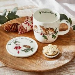 Wrendale Designs Winter Mice Mug and Coaster Set - Charming Drinkware for Tea & Coffee Lovers -HARTS OF STUR Sales WNMZ3943XG Wrendale Designs Winter Mice 4