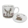 Wrendale Designs Winter Friends Donkey & Robin Fine Bone China Mug & Coaster Set - Elegant Drinkware -HARTS OF STUR Sales WNOZ3943XG Wrendale Designs Fine Bone China Mug And Coaster Set Winter Friends Donkey And Robin