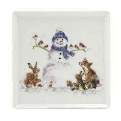 Wrendale Designs Christmas Square Plate - Snowman Design | Festive Tableware