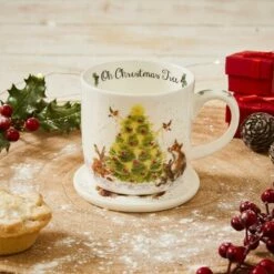 Wrendale Designs Oh Christmas Tree Mug and Coaster Set | Festive Drinkware -HARTS OF STUR Sales WNRC3943XG Wrendale Designs Oh Christmas Tree Mix 3