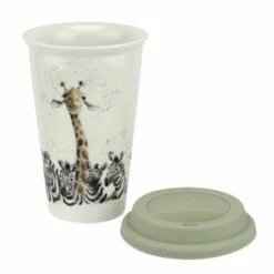Wrendale Designs Giraffe & Zebra Travel Mug - Insulated Stainless Steel Drinkware for Hot & Cold Beverages