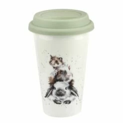 Wrendale Designs Rabbit, Guinea Pig, Mouse Travel Mug - Insulated Drinkware for Tea & Coffee