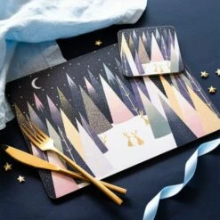 Sara Miller Frosted Pines Collection Set of 4 Placemats - Festive Tableware -HARTS OF STUR Sales X0010549114 Sara Miller Frosted Pines Collection Set of 4 Placemats 3