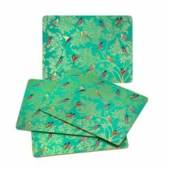 Sara Miller Chelsea Collection Set of 4 Green Placemats - Premium Table Mats for Dining & Decor -HARTS OF STUR Sales X0010549116 Sara Miller Chelsea Collection Set of 4 Placemats Green 1