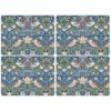 Morris & Co Strawberry Thief Blue Placemats Set of 4 | Premium Table Mats for Dining | Stylish Tableware -HARTS OF STUR Sales X0010648717V Morris And Co Set of Four Strawberry Thief Blue Placemats