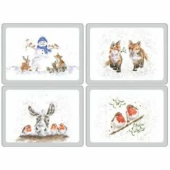 Wrendale Designs Christmas Placemats Set Of 4 - Festive Table Mats for Holiday Dining