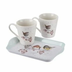 Wrendale Designs Christmas Snowy Day Mug and Tray Set - Festive Drinkware Gift -HARTS OF STUR Sales X0011658930 Wrendale Designs Christmas Collection One Snowy Day Birds Twin Mug and Tray Set 2