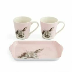 Wrendale Designs Bathtime Rabbit Mug & Tray Set - Charming Drinkware Gift