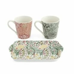 Morris & Co. Mug & Tray Set - Stylish Drinkware for Tea & Coffee Lovers -HARTS OF STUR Sales X0011659175 Morris And Co Mug And Tray Set 3