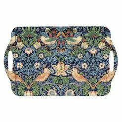 Morris & Co Strawberry Thief Blue Large Handled Tray | Stylish Tableware for Home Decor