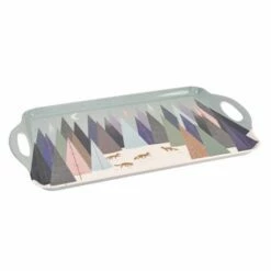 Sara Miller Frosted Pines Collection Large Handled Tray - Elegant Tableware for Festive Dining -HARTS OF STUR Sales X0019519114 Sara Miller Frosted Pines Collection Large Handled Tray 1