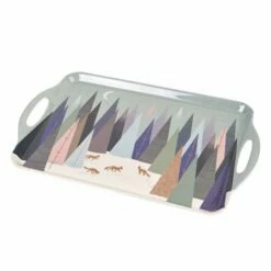 Sara Miller Frosted Pines Collection Large Handled Tray - Elegant Tableware for Festive Dining -HARTS OF STUR Sales X0019519114 Sara Miller Frosted Pines Collection Large Handled Tray 2