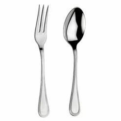 Arthur Price Classic Bead Serving Spoon & Fork Set - Premium Stainless Steel Cutlery