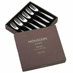 Arthur Price Monsoon Mirage Set of 6 Stainless Steel Pastry Forks - Elegant Cutlery for Desserts
