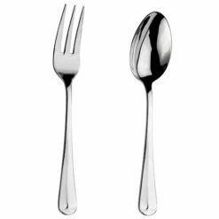 Arthur Price Classic Rattail Serving Spoon & Fork Set - Premium Cutlery for Elegant Dining