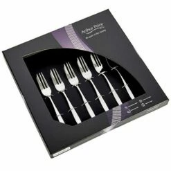 Arthur Price Contemporary Willow Set of 6 Stainless Steel Pastry Forks - Elegant Cutlery for Desserts