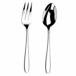 Arthur Price Contemporary Willow Serving Spoon & Fork Set - Premium Cutlery for Elegant Dining